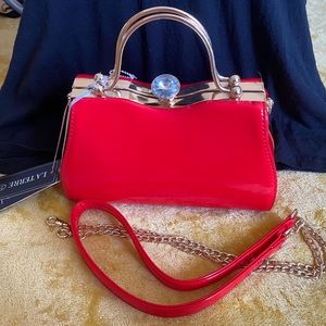 Red clutch bag